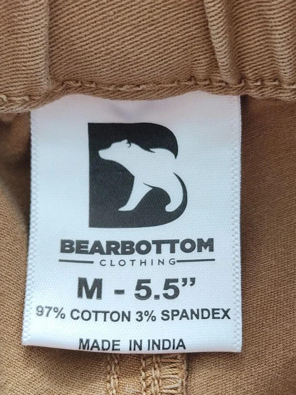 Bearbottom Clothing Stretch Short Khaki Tan Size Medium 5.5 Inseam
